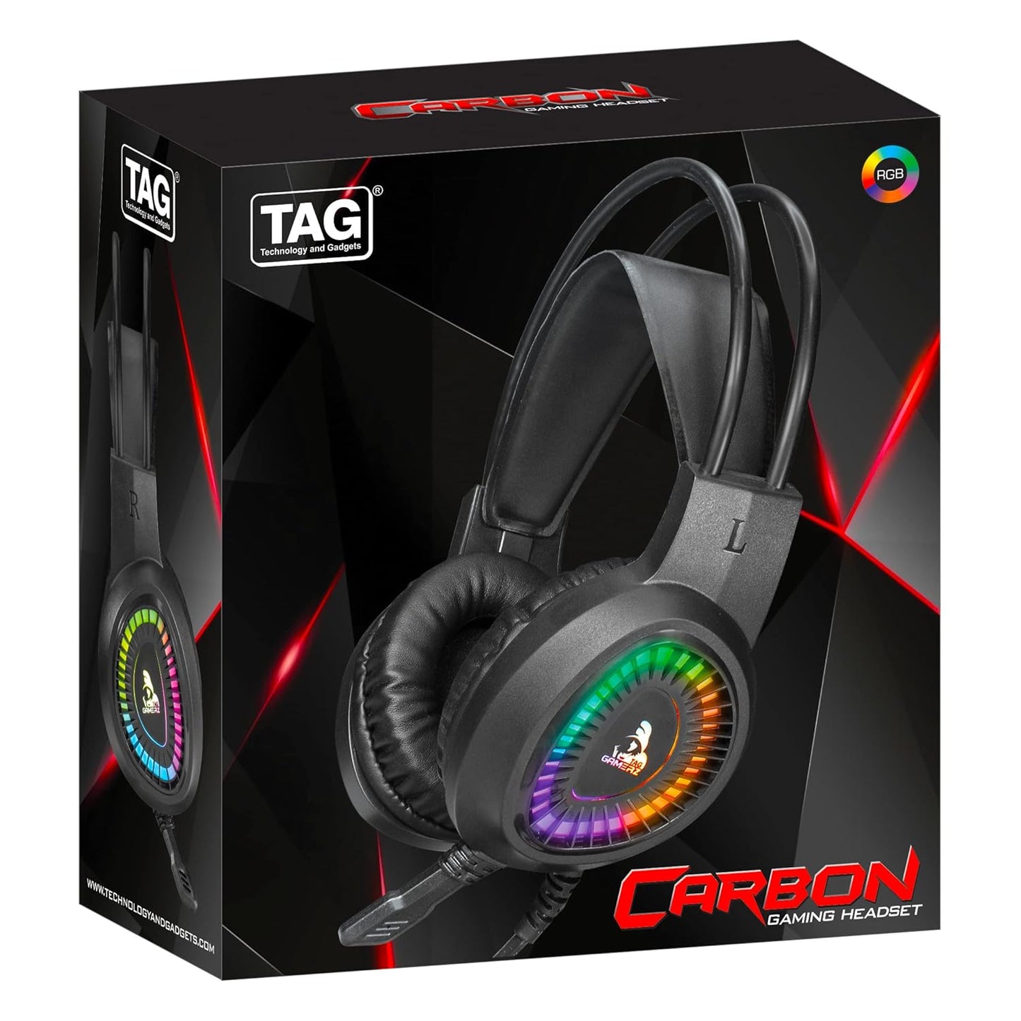 TAG Gamerz Carbon Wired Over Ear Gaming Headphones with Mic