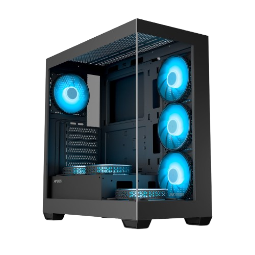 Ant Esports Crystal X7 ATX Computer Case/Gaming Cabinet with Type-C – Black